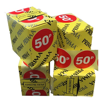 5000 x "50p" Retail Price Labels Stickers In Dispenser Rolls (500/Roll)
